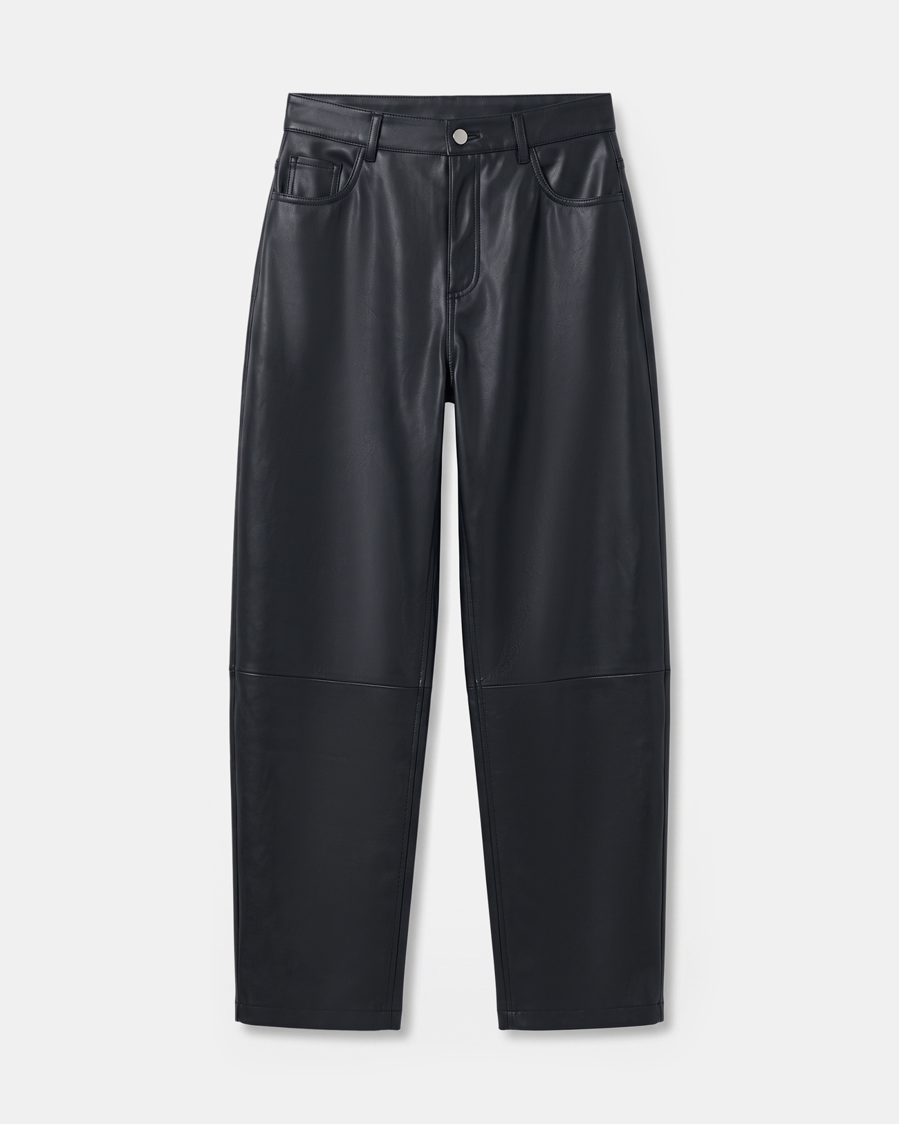 Pantalon Pia Pantalon droit en cuir noir ZAPA