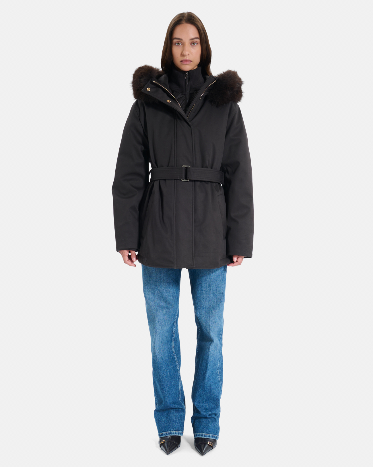 Parka Paddy Parka femme en coton chocolat &agrave; capuche ZAPA