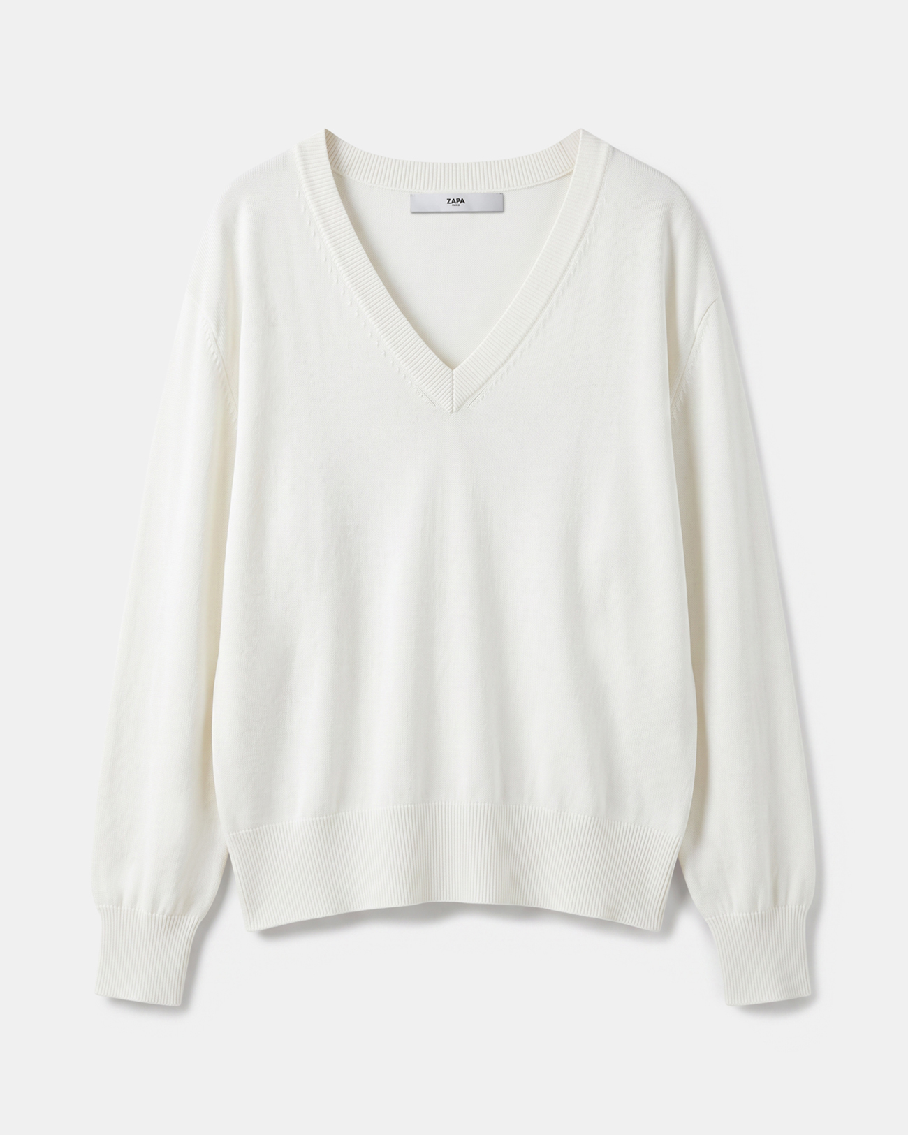 Pull Pelu Pull cr&egrave;me col en V en maille fine ZAPA