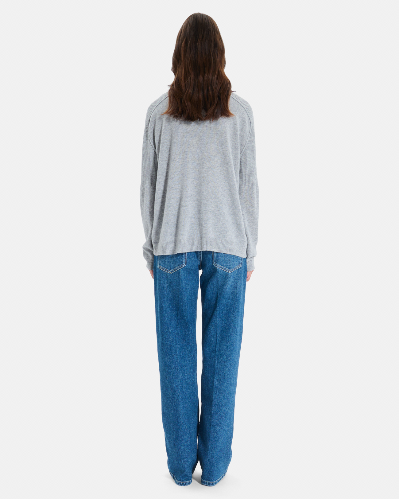Pull Pila Pull col V en cachemire gris ZAPA
