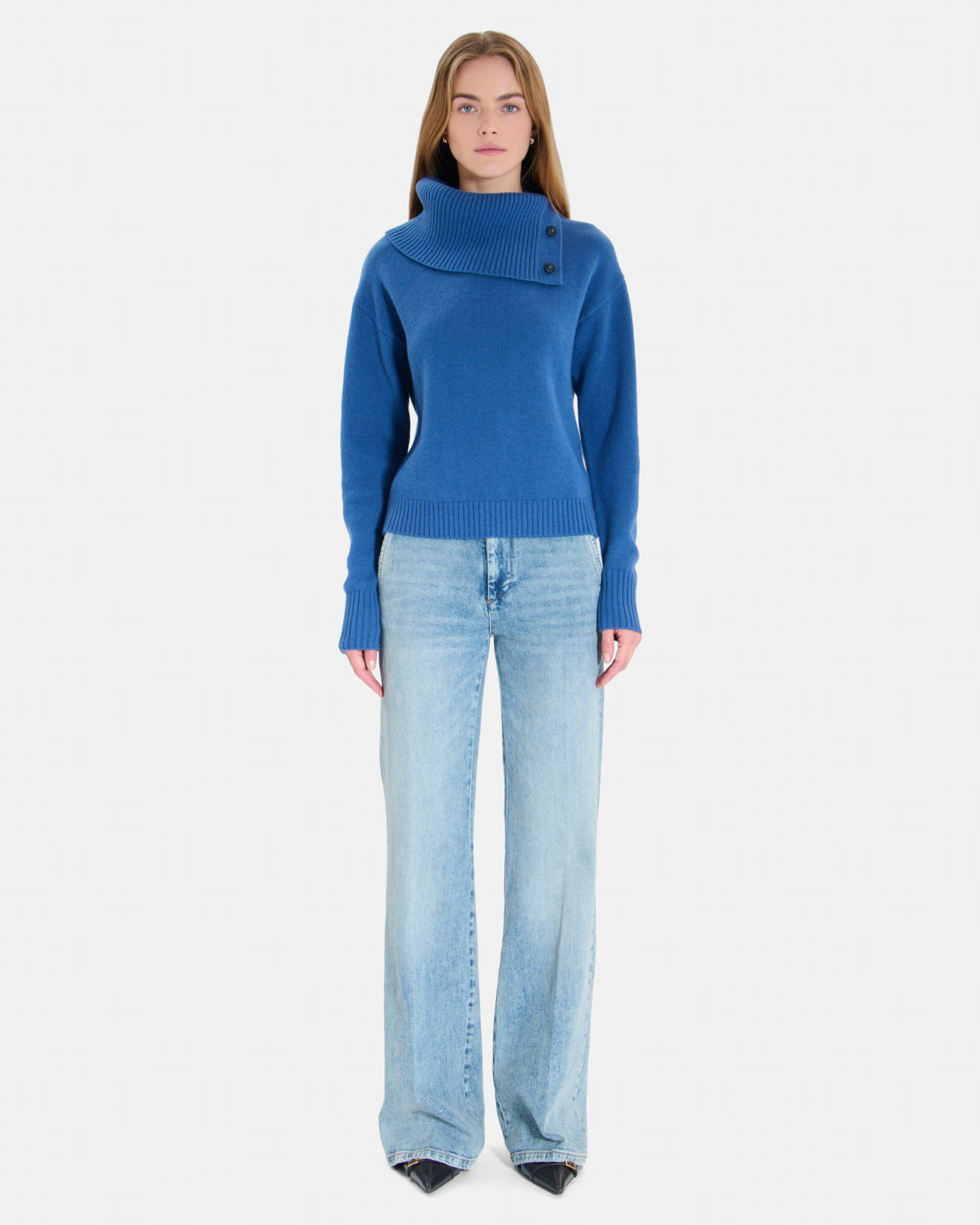 Pull Nayla Pull col V en cachemire indigo ZAPA