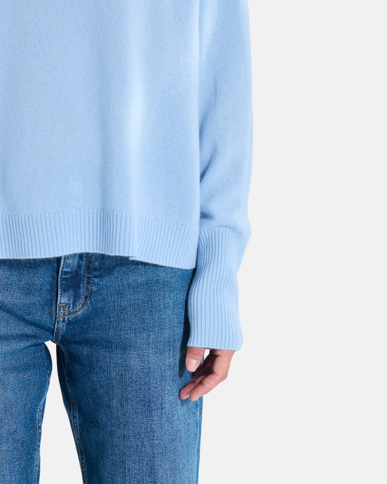 Pull Paco Pull &agrave; col montant en cachemire bleu ciel ZAPA