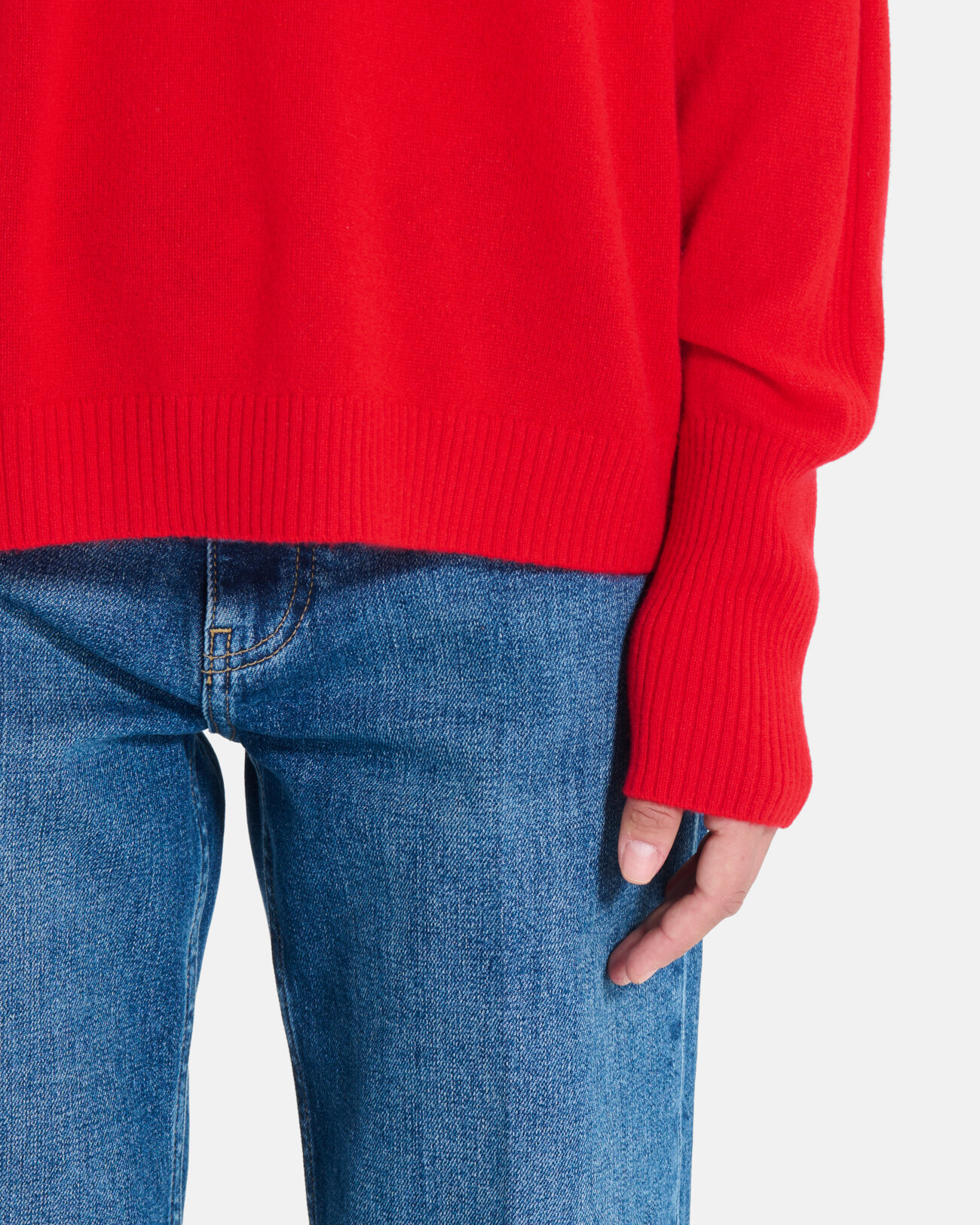 Pull Paco Pull &agrave; col montant en cachemire rouge ZAPA