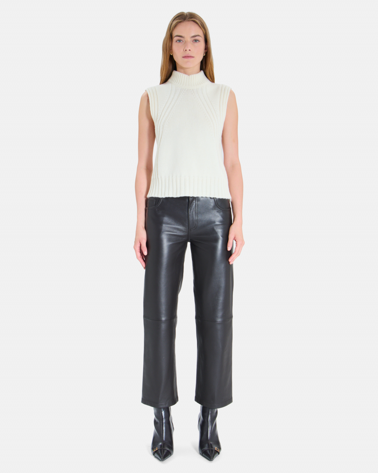 Pull Nina Pull sans manches &eacute;cru en laine ZAPA