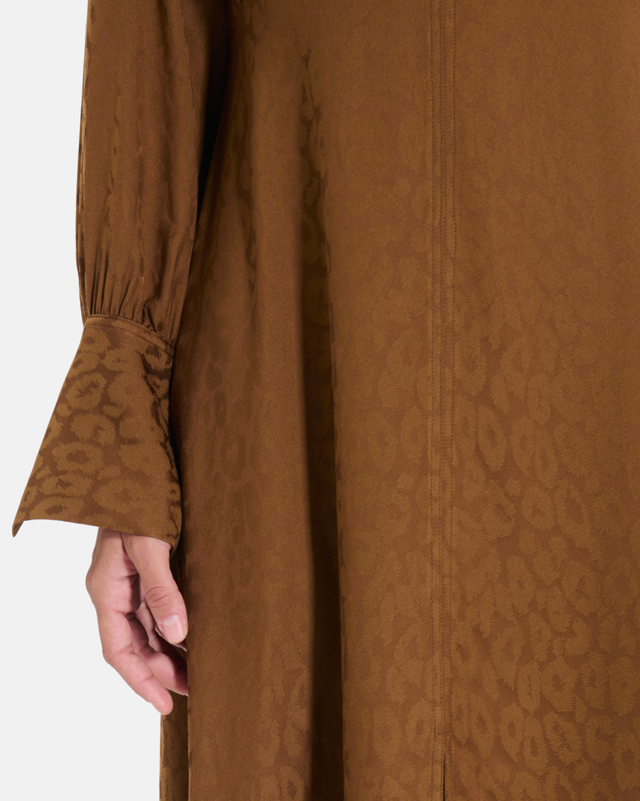 Robe Ruiz Robe midi tabac &agrave; manches longues et col V ZAPA