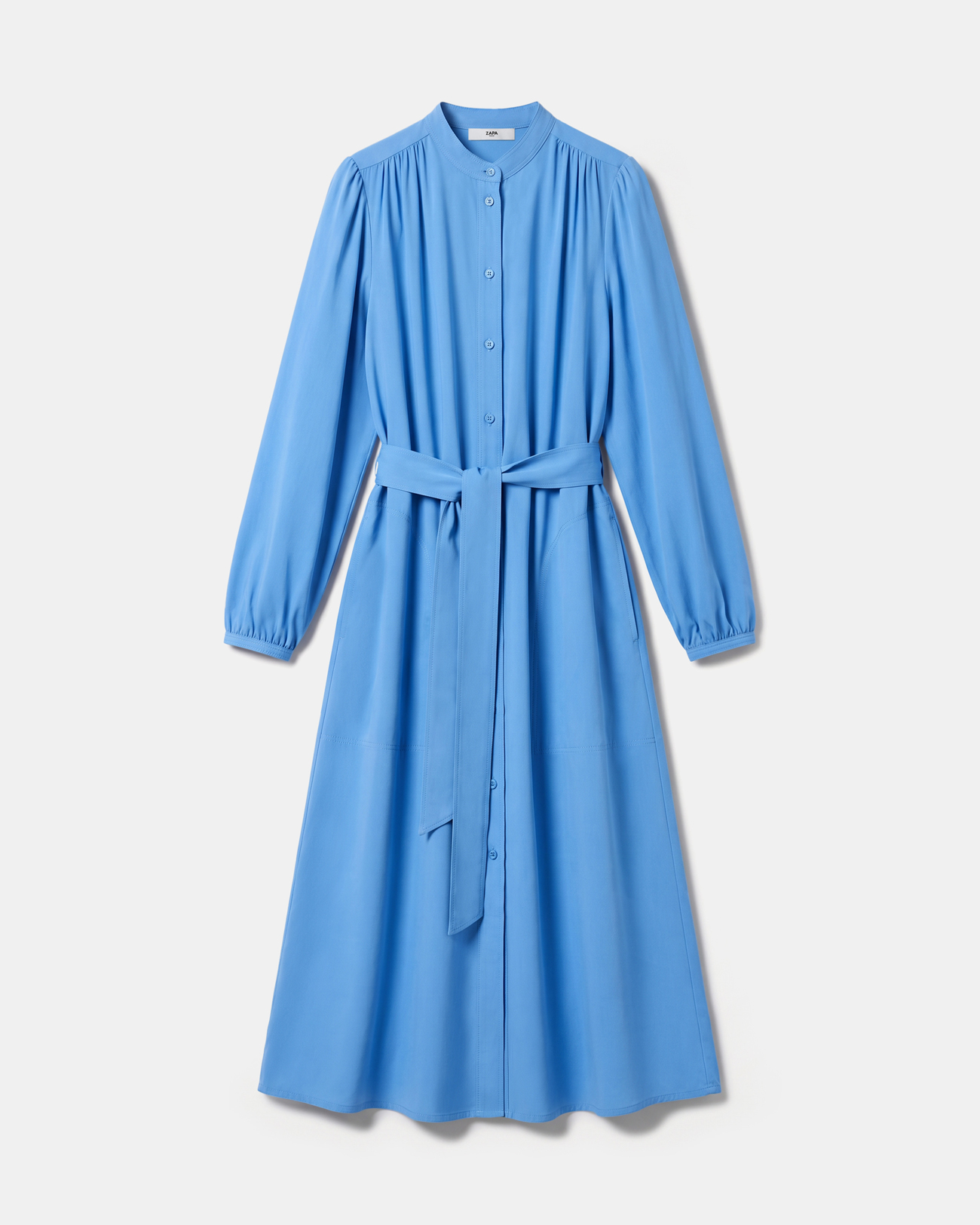 Robe Ralma Robe chemise midi bleue manches bouffantes ZAPA