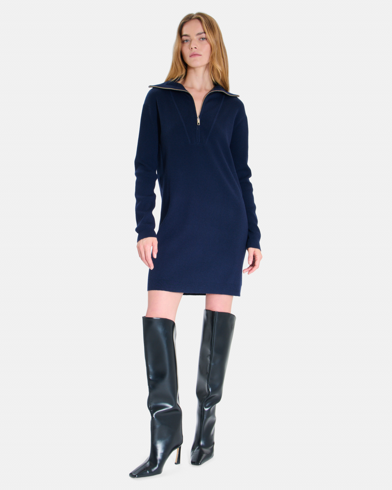 Robe Ryta Robe droite nocturne col zipp&eacute; manches longues ZAPA