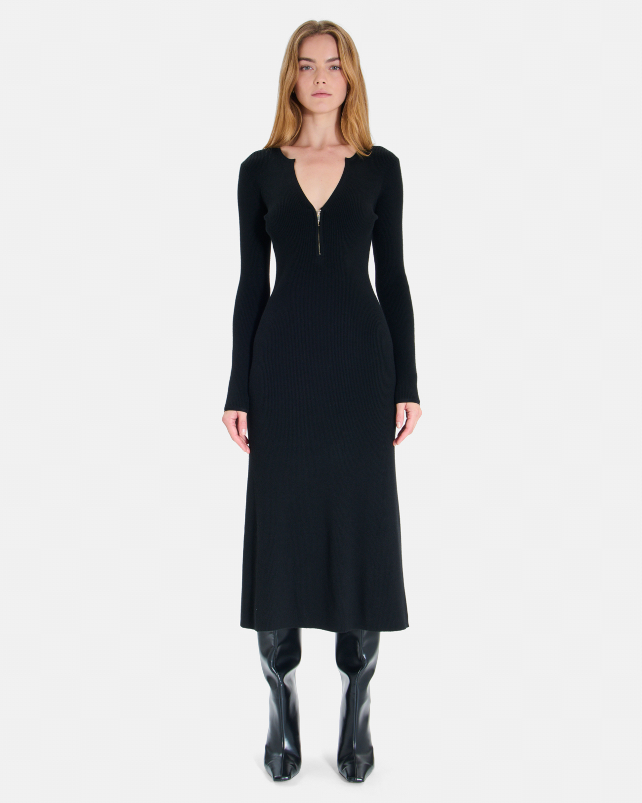 Robe Ritassy Robe longue noire &agrave; manches longues ZAPA
