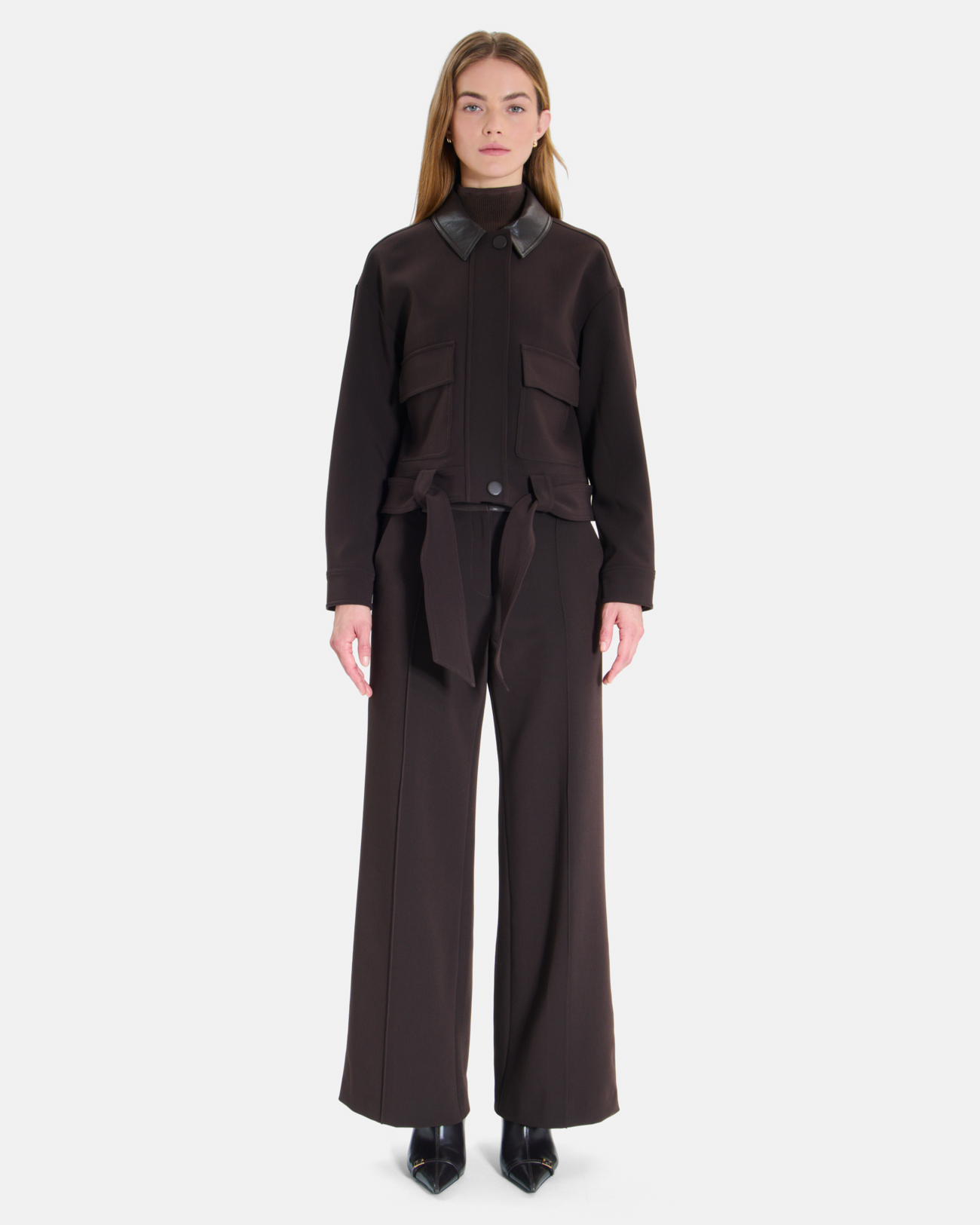 Veste Valencia Veste courte chocolat ceintur&eacute;e ZAPA