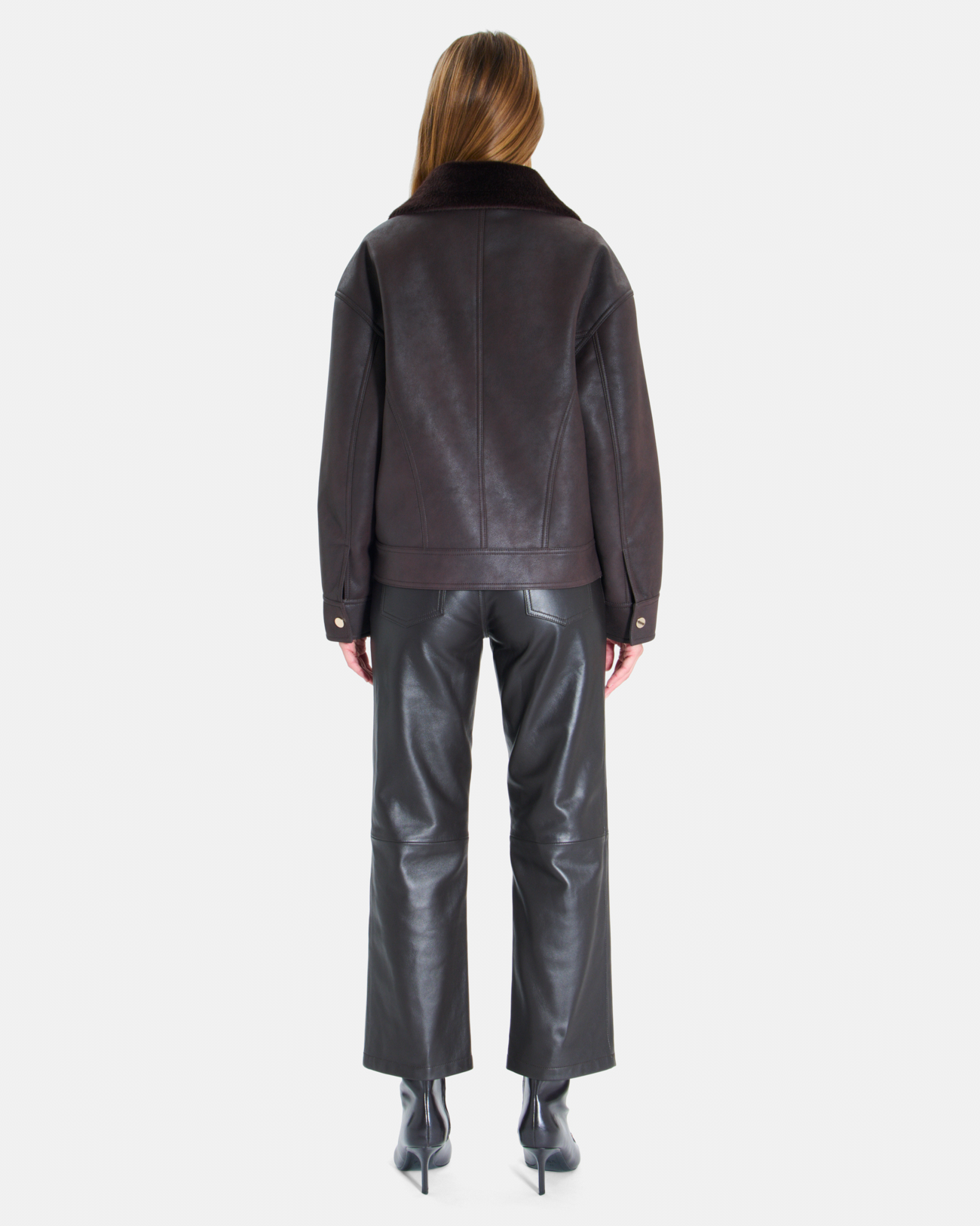 Veste Brice Blouson court chocolat &agrave; col ch&acirc;le ZAPA