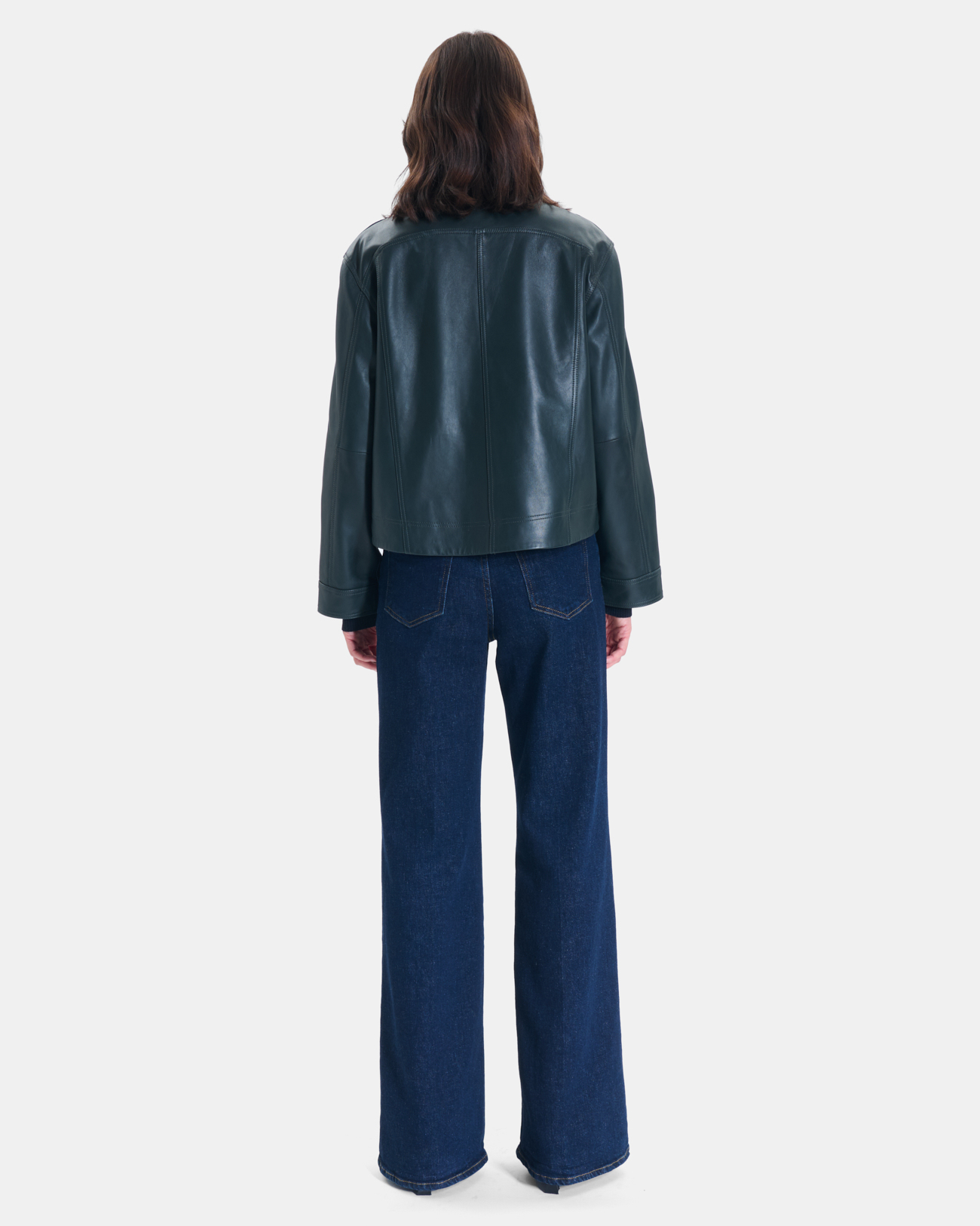 Veste Moana Manteau court en cuir vert ZAPA