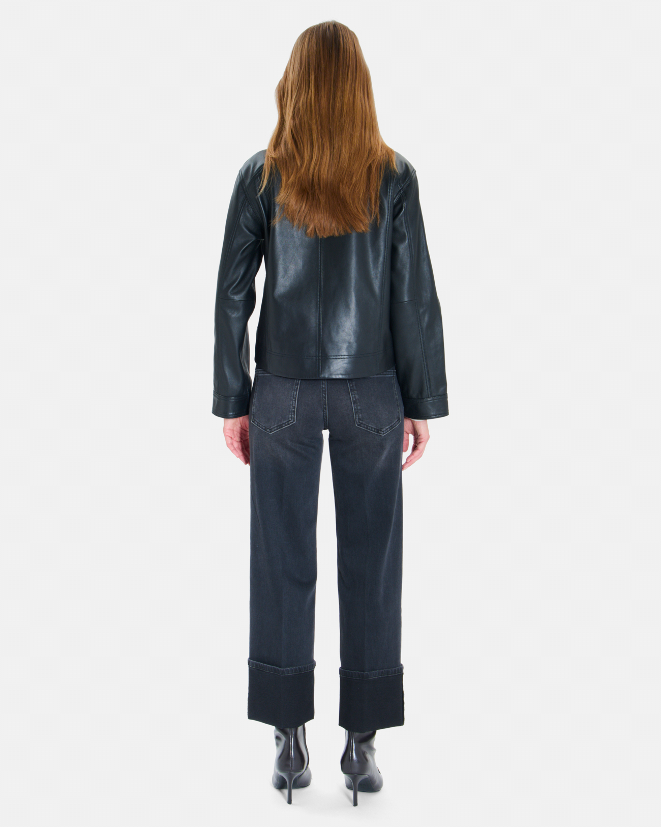 Veste Moana Manteau court en cuir noir ZAPA