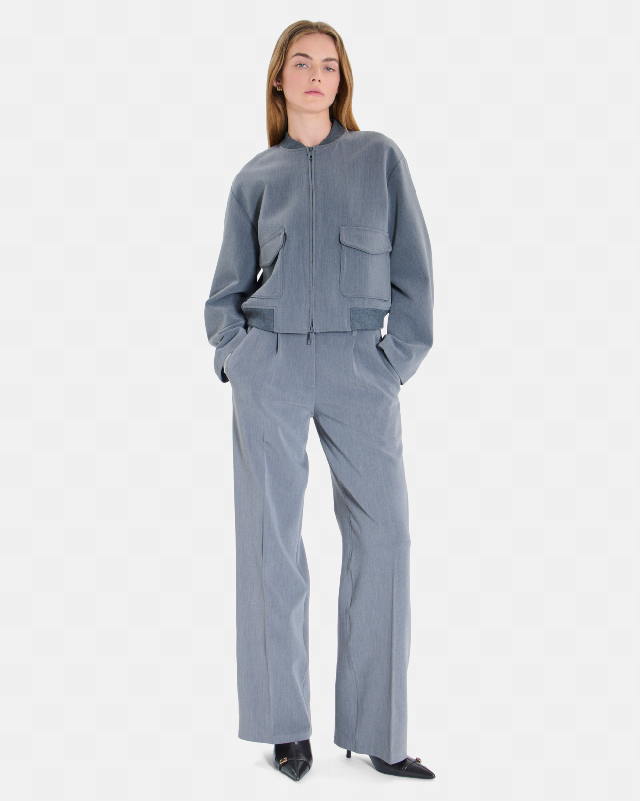 Pantalon Pleyel Pantalon palazzo gris chin&eacute; PLEYEL ZAPA