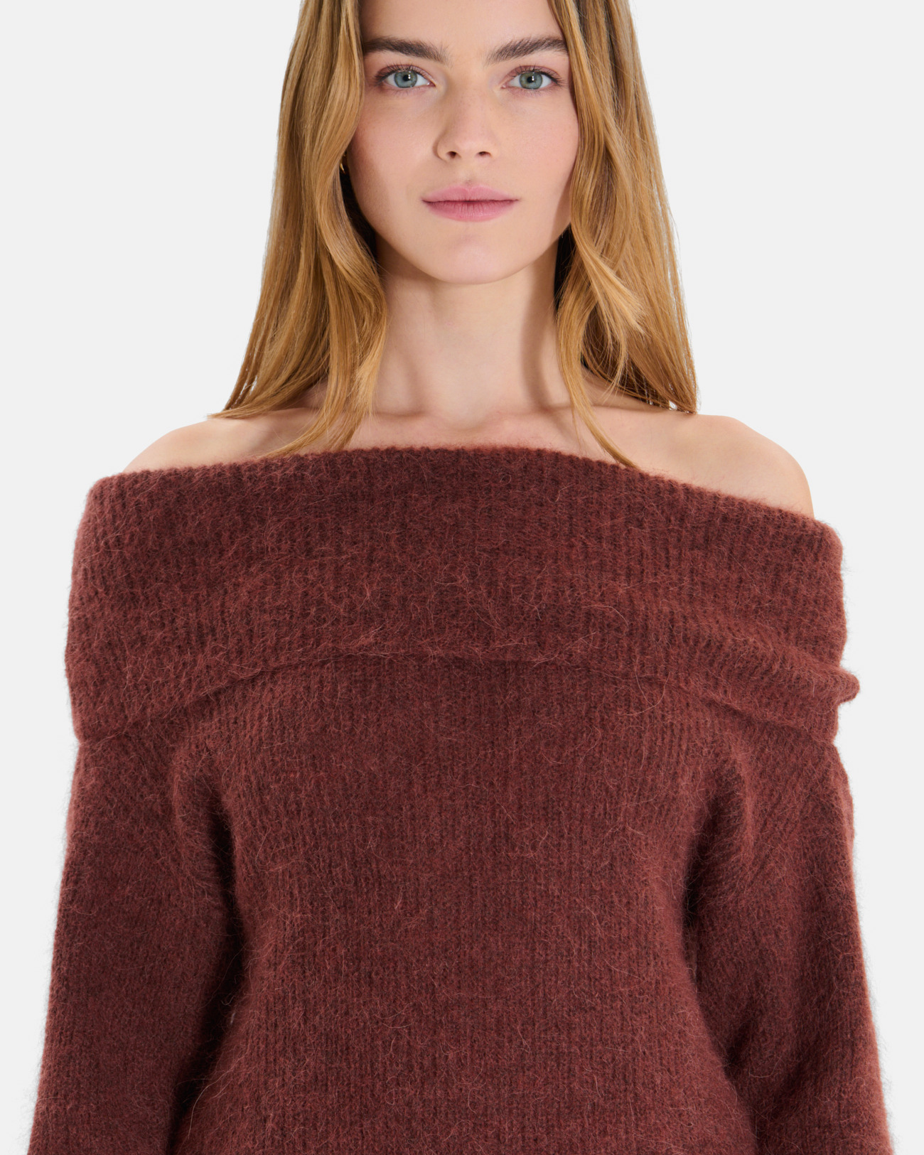 Pull Numa Pull en m&eacute;lange de laine chocolat ZAPA