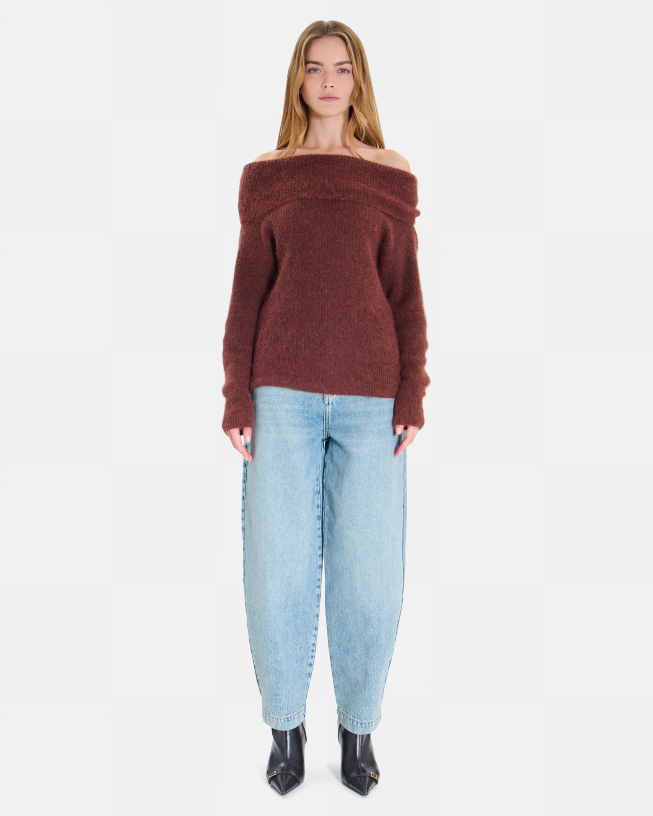 Pull Numa Pull en m&eacute;lange de laine chocolat ZAPA