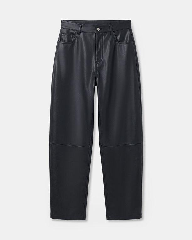 Pantalon Pia Pantalon droit en cuir noir ZAPA