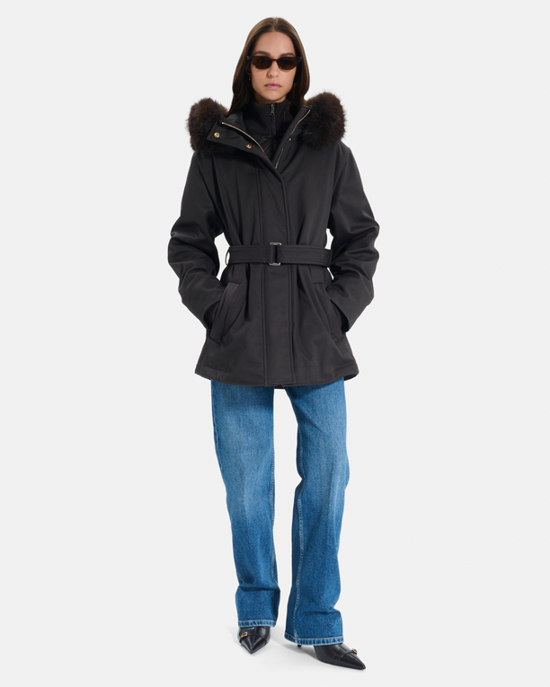 Parka Paddy Parka femme en coton chocolat à capuche ZAPA