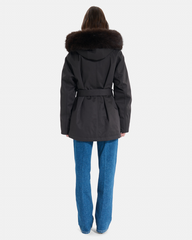 Parka Paddy Parka femme en coton chocolat à capuche ZAPA