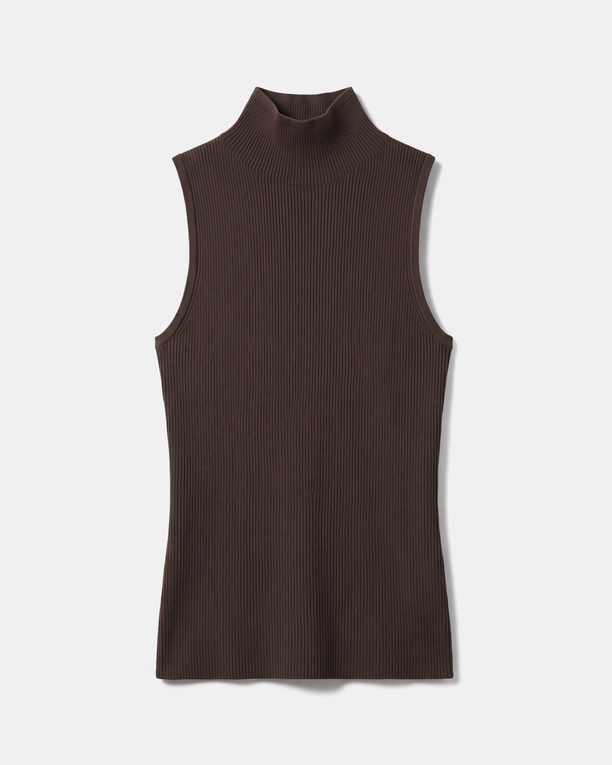 Pull Naha Pull sans manches en maille c&ocirc;tel&eacute;e noisette ZAPA