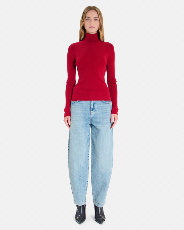 Pull Nord Pull en maille côtelée rouge carmin ZAPA