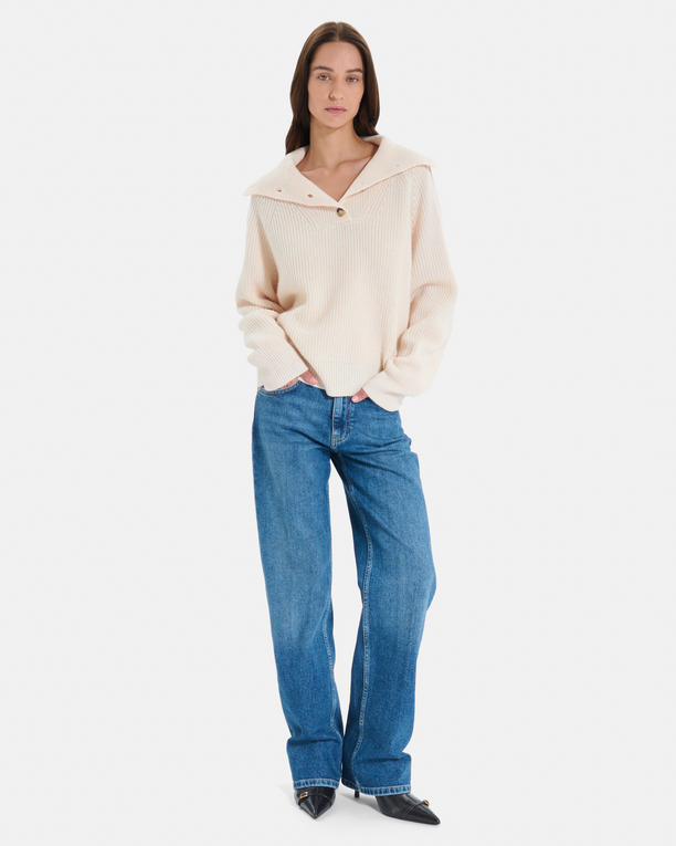 Pull Nirae Pull en laine au col montant beige ZAPA