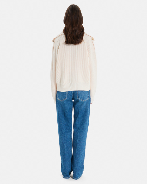 Pull Nirae Pull en laine au col montant beige ZAPA