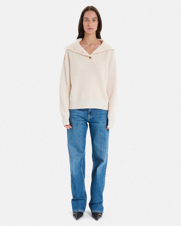 Pull Nirae Pull en laine au col montant beige ZAPA
