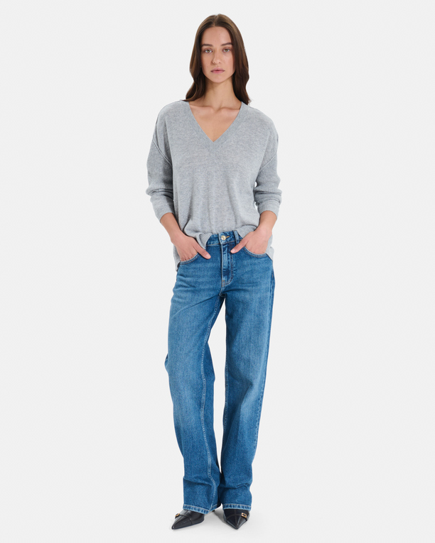 Pull Pila Pull col V en cachemire gris ZAPA