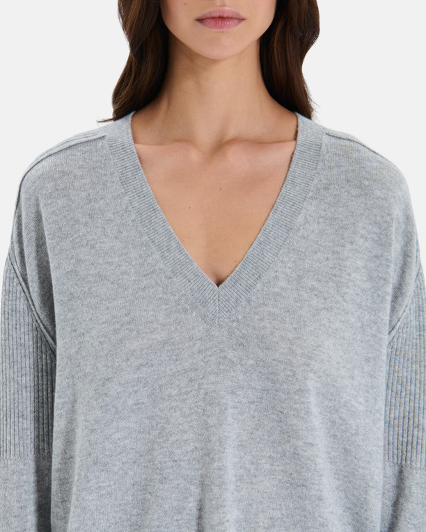 Pull Pila Pull col V en cachemire gris ZAPA