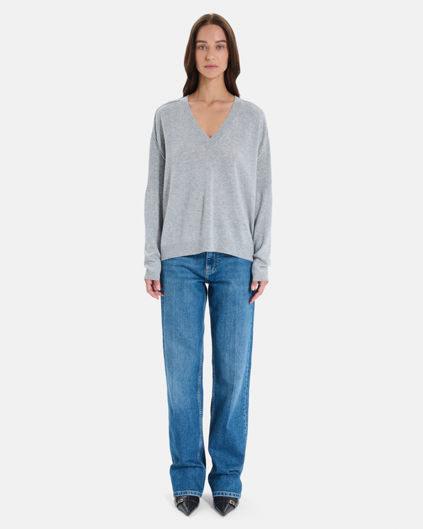 Pull Pila Pull col V en cachemire gris ZAPA