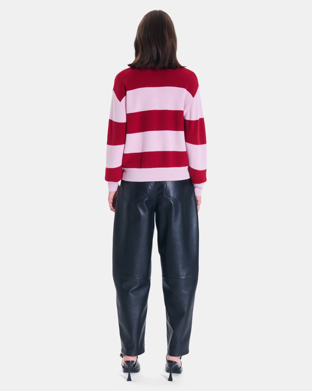 Pull Petty Pull court rayé rouge et rose ZAPA