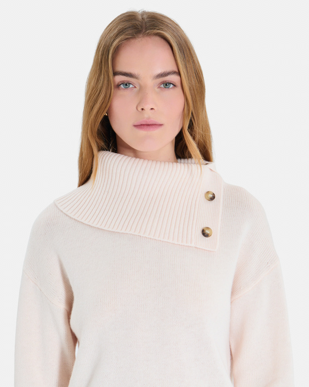 Pull Nayla Pull col V en cachemire beige clair ZAPA