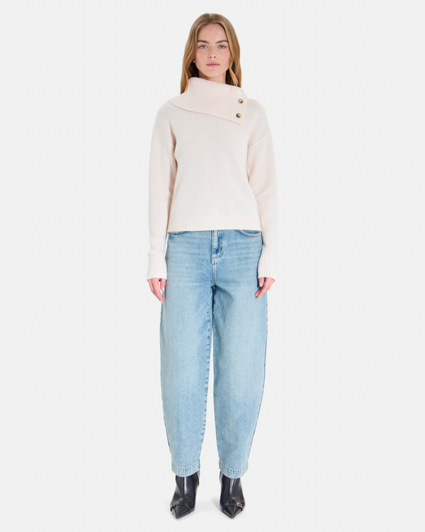 Pull Nayla Pull col V en cachemire beige clair ZAPA