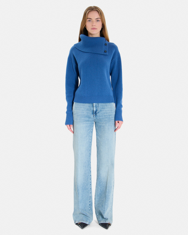 Pull Nayla Pull col V en laine touché cachemire indigo ZAPA