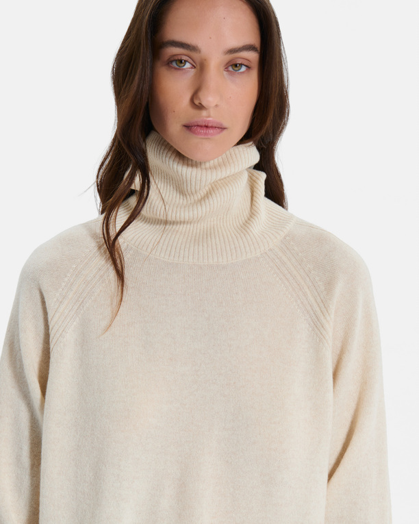 Pull Paco Pull à col montant en cachemire beige ZAPA