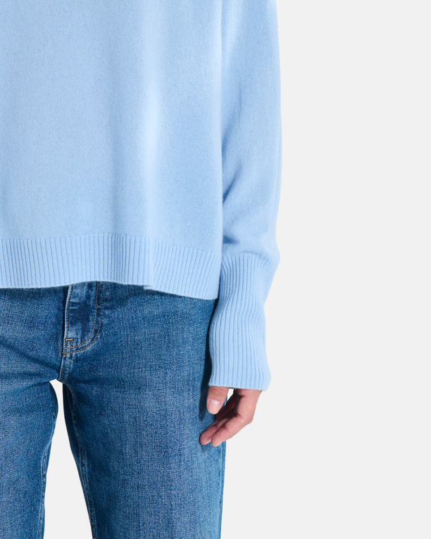 Pull Paco Pull à col montant en cachemire bleu ciel ZAPA