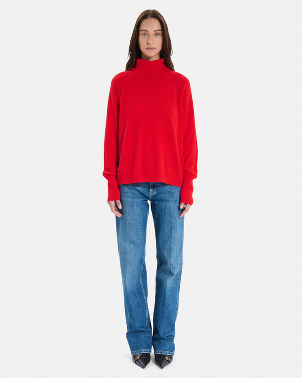 Pull Paco Pull à col montant en cachemire rouge ZAPA