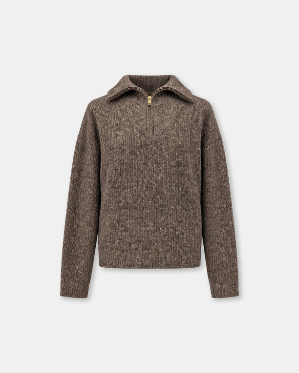 Pull Pasha Pull côtelé kaki col boutonné ZAPA