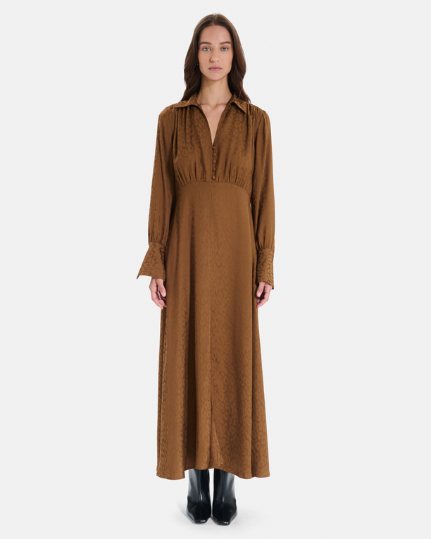 Robe Ruiz Robe midi tabac à manches longues et col V ZAPA
