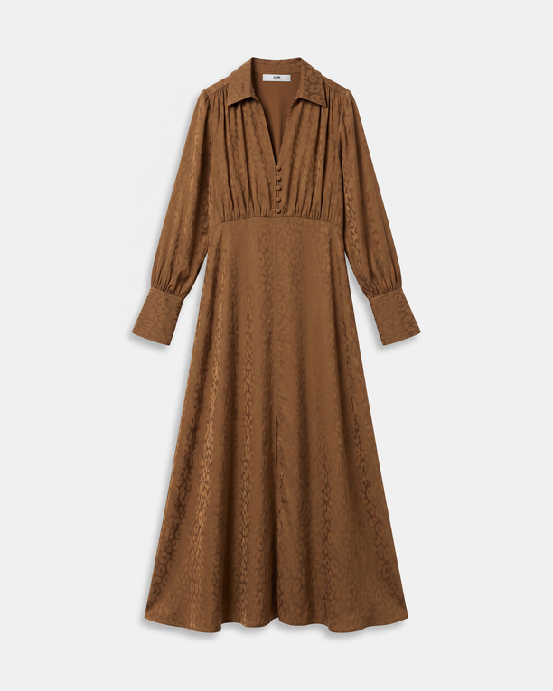 Robe Ruiz Robe midi tabac à manches longues et col V ZAPA