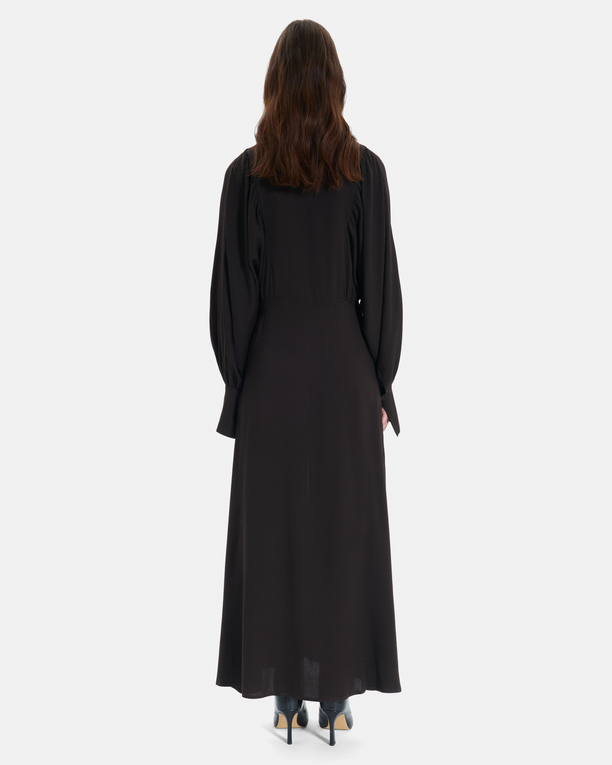 Robe Rikka Robe longue chocolat boutonnée à manches ballon ZAPA