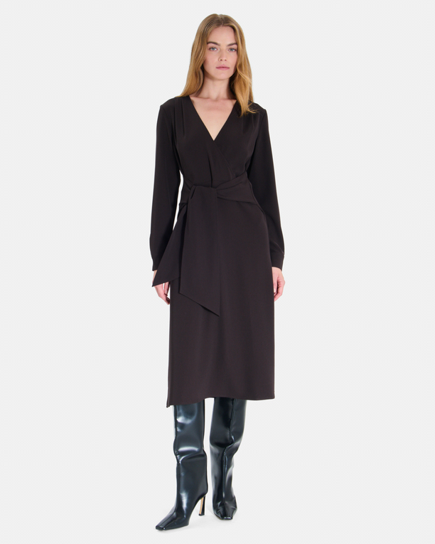 Robe Ralia Robe longue portefeuille chocolat manches longues ZAPA