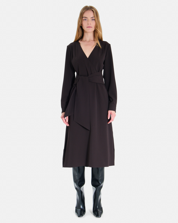 Robe Ralia Robe longue portefeuille chocolat manches longues ZAPA