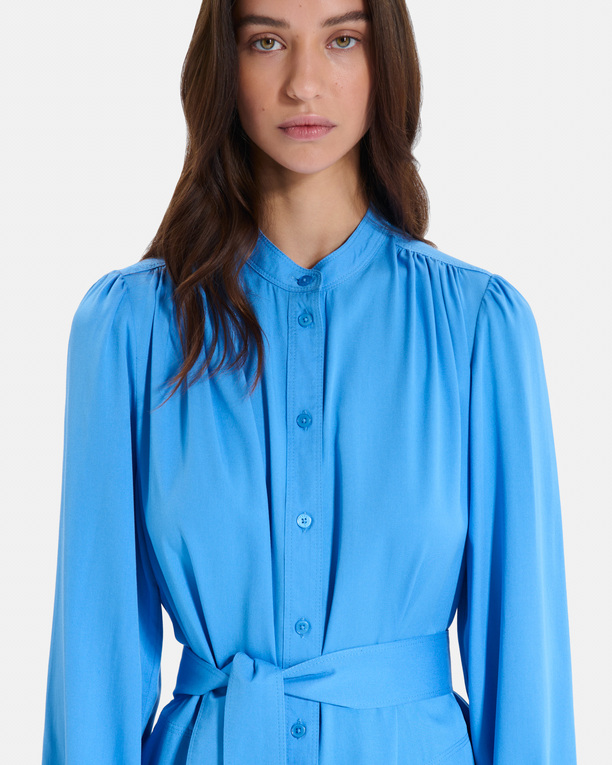 Robe Ralma Robe chemise midi bleue manches bouffantes ZAPA