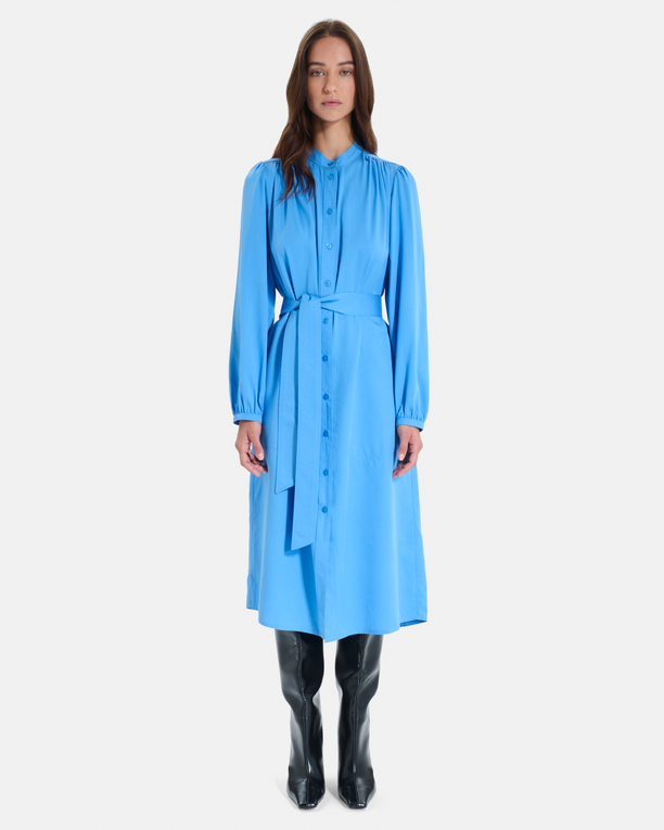 Robe Ralma Robe chemise midi bleue manches bouffantes ZAPA