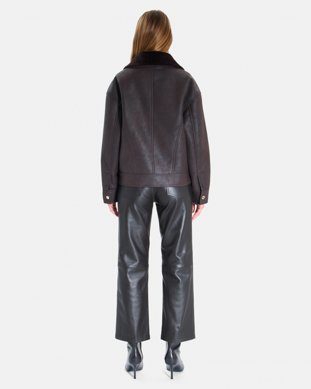 Veste Brice Blouson court chocolat à col châle ZAPA