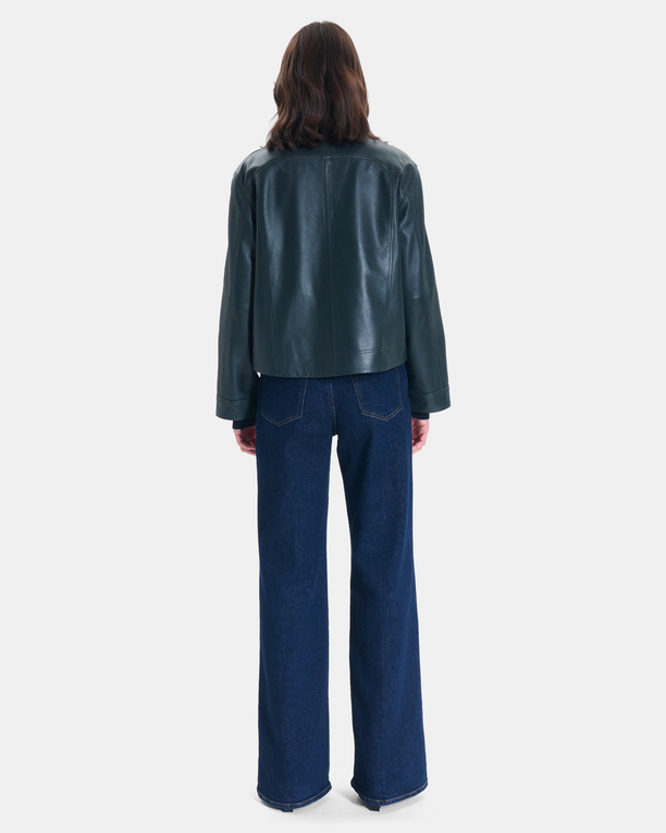 Veste Moana Manteau court en cuir vert ZAPA