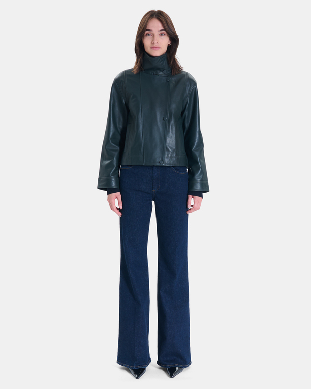 Veste Moana Manteau court en cuir vert ZAPA