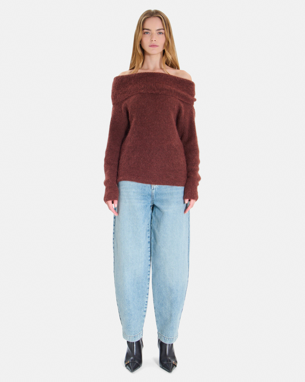 Pull Numa Pull en mélange de laine chocolat ZAPA