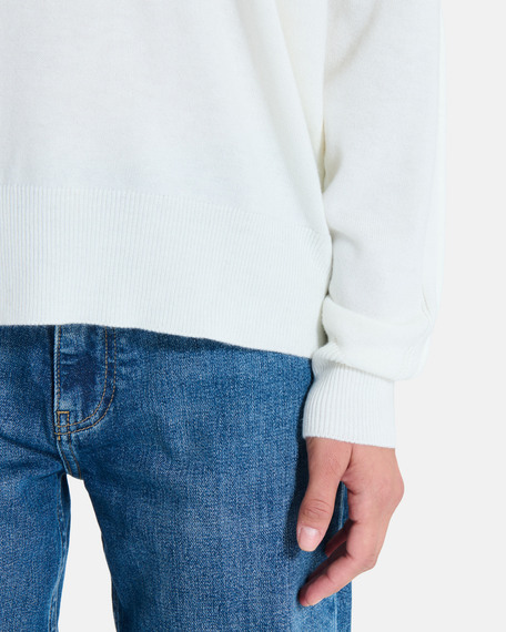 Pull pelu pull cr&egrave;me col en v en maille fine zapa
